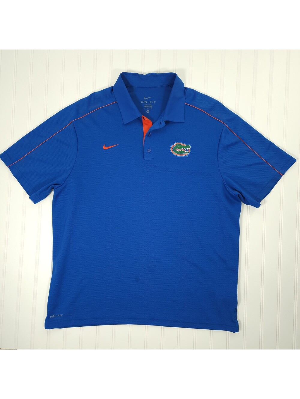 Nike UF Florida Gators Polo Mens XL Blue DriFIT NCAA SEC Sideline Football Shirt
